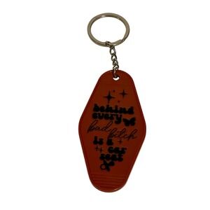 Retro Style Motel Keychain Bad B Car Seat Burnt Orange
